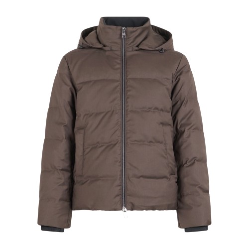 AT.P.CO - Giubbotto marrone Julian in nylon con cappuccio effetto lana per uomo