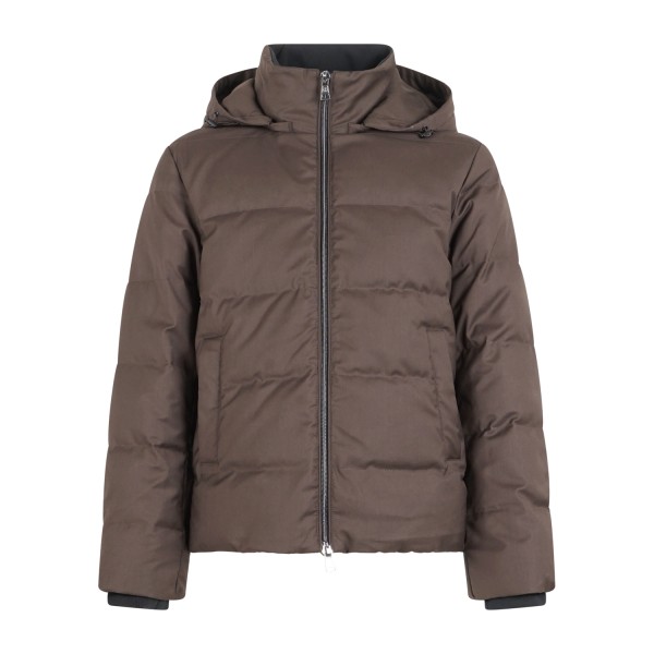 AT.P.CO - Giubbotto marrone Julian in nylon con cappuccio effetto lana per uomo