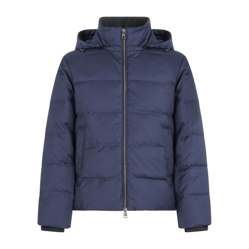 AT.P.CO - Giubbotto blu Julian in nylon con cappuccio effetto lana per uomo |