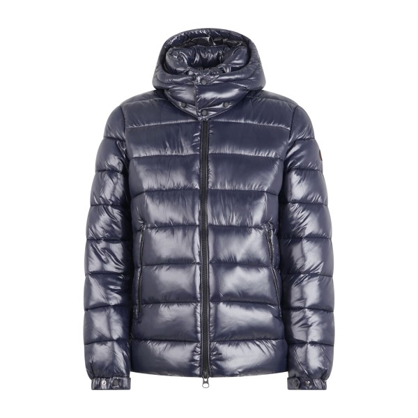 Save The Duck - Giubbotto blu Florian in tessuto lucido con cappuccio per uomo