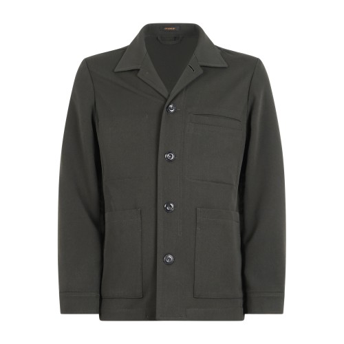Officina36 - Giacca overshirt verde in mistolana per uomo | 0769009567 mlitare
