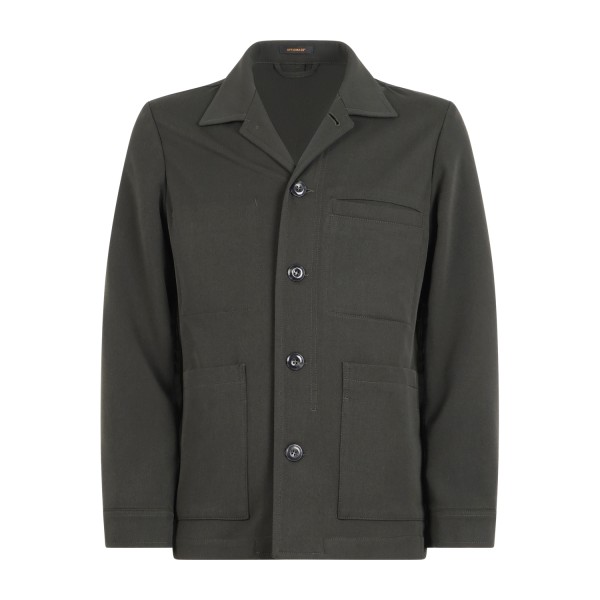 Officina36 - Giacca overshirt verde in mistolana per uomo | 0769009567 mlitare
