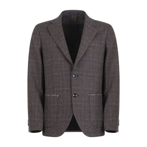 Sartoria Latorre - Giacca marrone monopetto a fantasia check in lana Drop 7 per