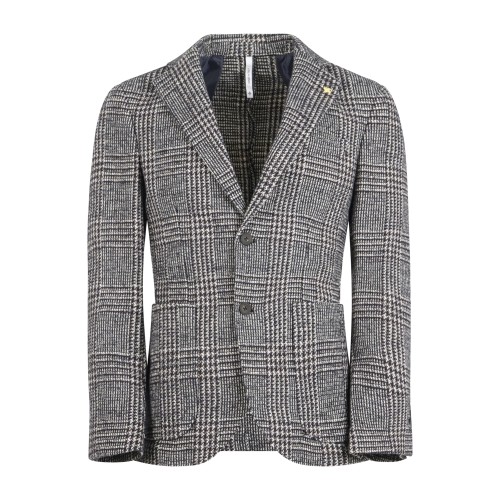 Alessandro Gilles - Giacca marrone monopetto a fantasia check per uomo | g700