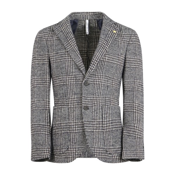 Alessandro Gilles - Giacca marrone monopetto a fantasia check per uomo | g700