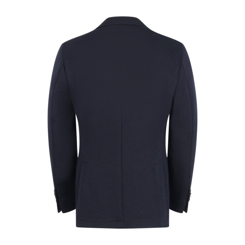 Sartoria Latorre - Giacca blu monopetto in jersey lana Drop 8 per uomo | jd84