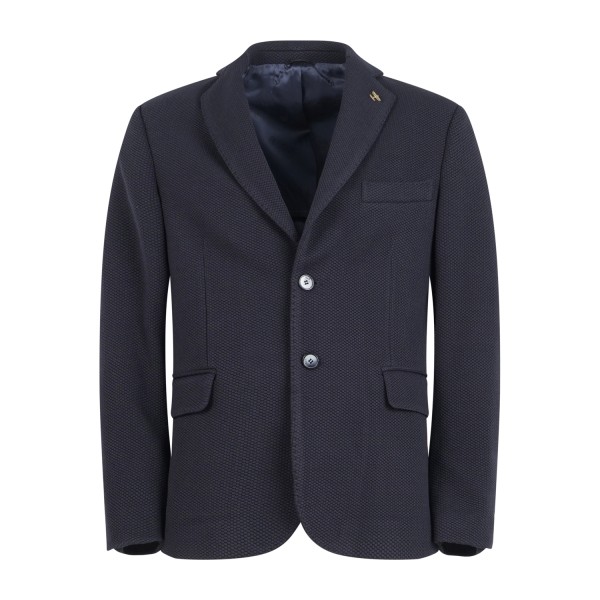 Havana & Co - Giacca blu monopetto in jersey con lavorazione Drop 4 per uomo |