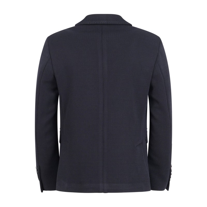 Havana & Co - Giacca blu monopetto in jersey con lavorazione Drop 4 per uomo |