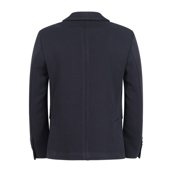 Havana & Co - Giacca blu monopetto in jersey con lavorazione Drop 4 per uomo |