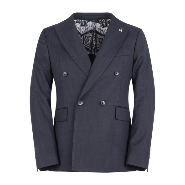 Havana & Co - Giacca blu doppiopetto basso in jersey per uomo | h2782 g5637