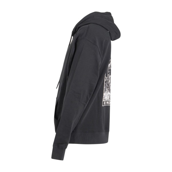 Richmond X - Felpa nera Kaniasso con cappuccio e stampa logo sul petto in