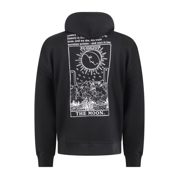 Richmond X - Felpa nera Kaniasso con cappuccio e stampa logo sul petto in