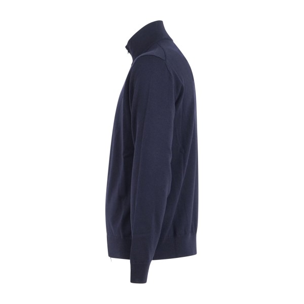 +39 Masq - Cardigan blu full zip in lana merino extrafine per uomo | m5625-5012