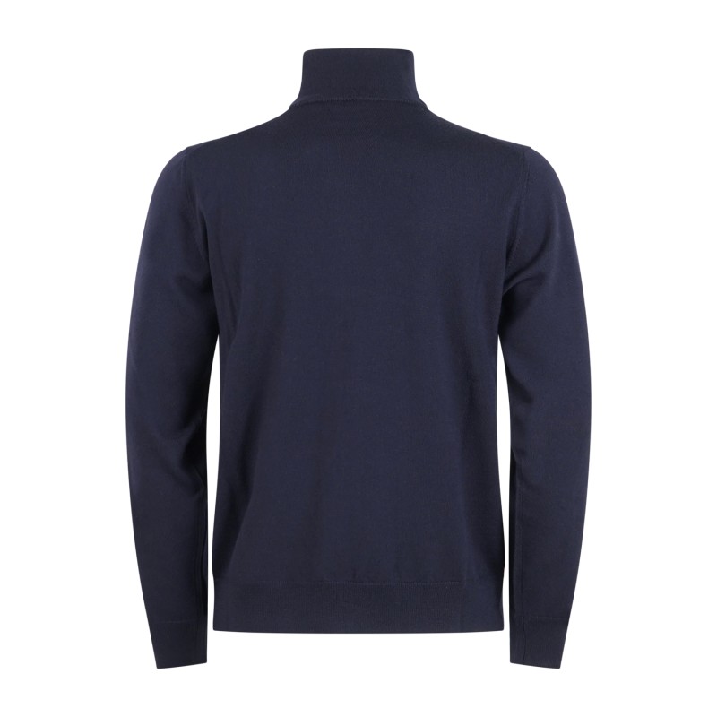 +39 Masq - Cardigan blu full zip in lana merino extrafine per uomo | m5625-5012