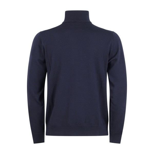 +39 Masq - Cardigan blu full zip in lana merino extrafine per uomo | m5625-5012