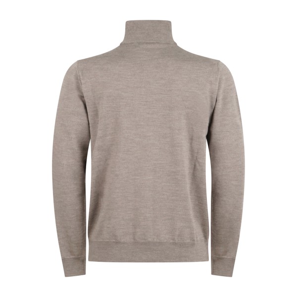 +39 Masq - Cardigan beige full zip in lana merino extrafine per uomo |