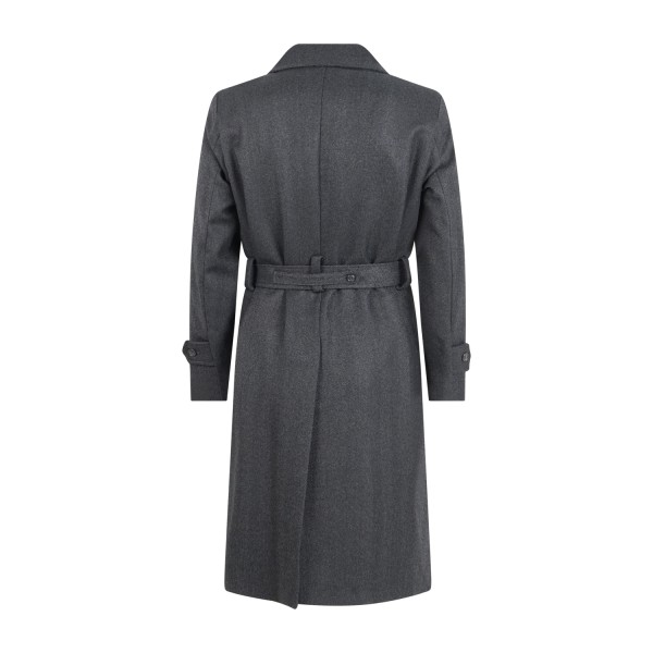 Daniele Alessandrini - Cappotto nero doppiopetto fantasia spigata in lana con