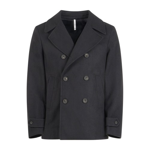 Alessandro Gilles - Cappotto corto nero doppiopetto in lana per uomo | c701