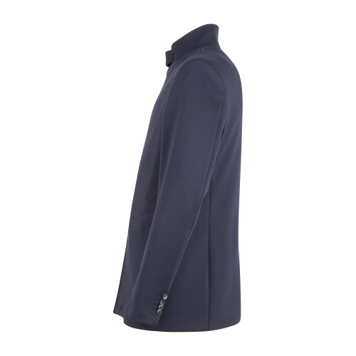 Havana & Co - Cappotto blu con collo alto con lavorazione drill per uomo | 2