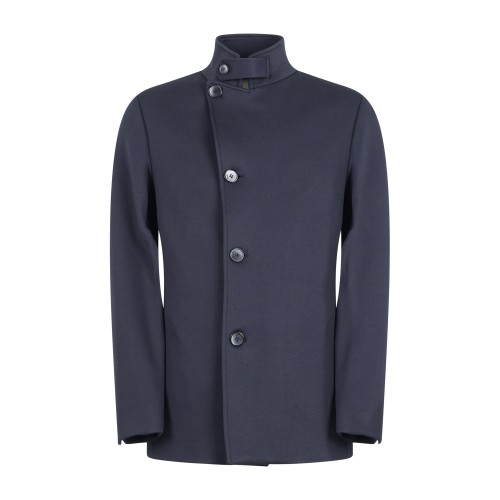 Havana & Co - Cappotto blu con collo alto con lavorazione drill per uomo |