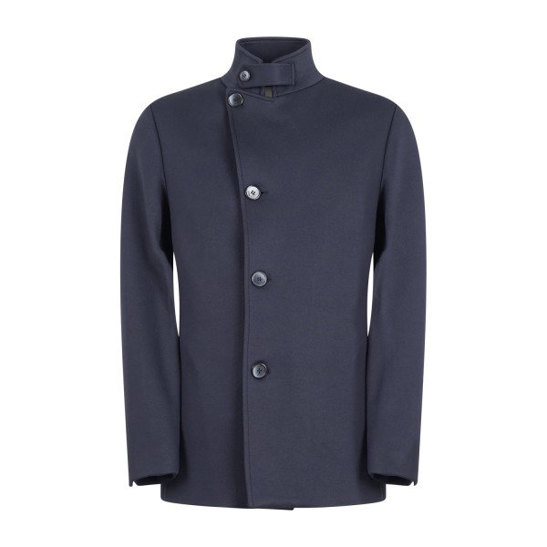 Havana & Co - Cappotto blu con collo alto con lavorazione drill per uomo |