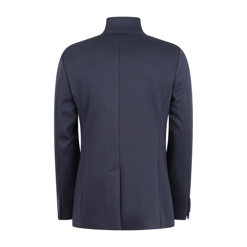 Havana & Co - Cappotto blu con collo alto con lavorazione drill per uomo |