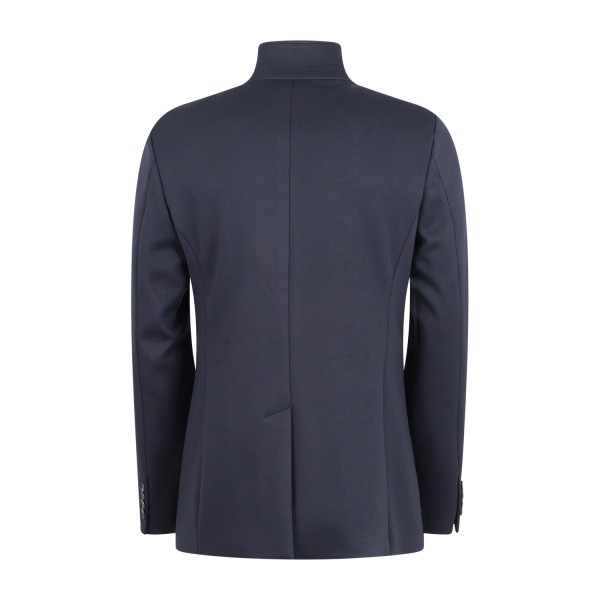 Havana & Co - Cappotto blu con collo alto con lavorazione drill per uomo |
