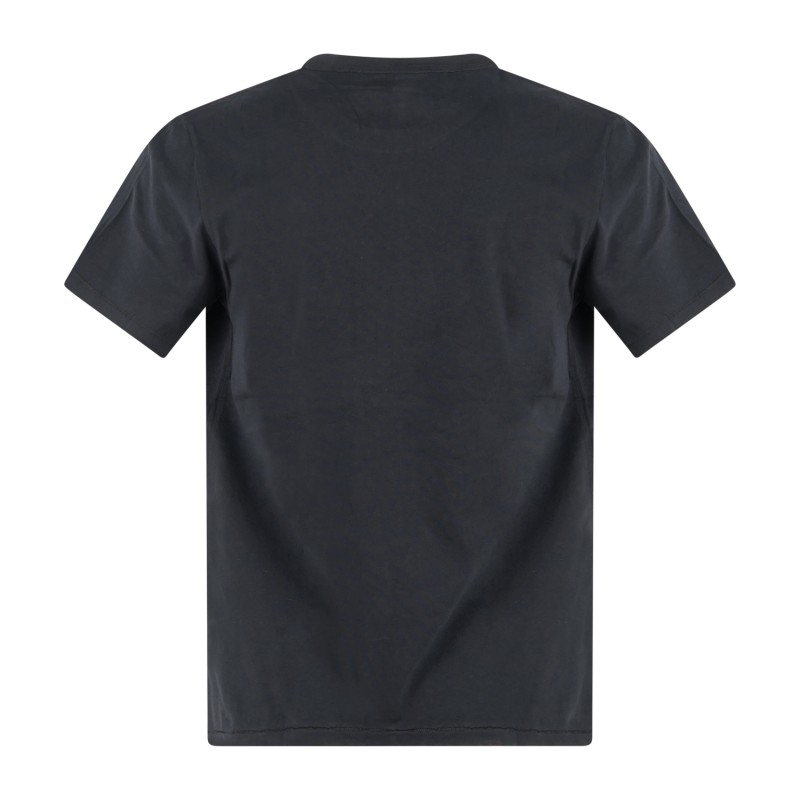 Roy Roger's - T-shirt nera in jersey di cotone Pima manica corta con stampa