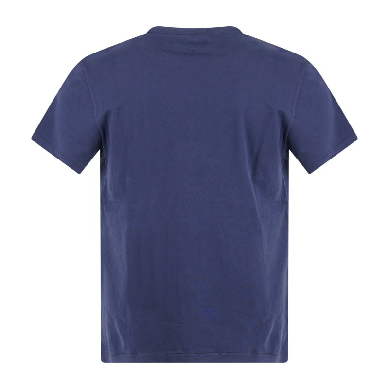 Roy Roger's - T-shirt blu in jersey di cotone Pima manica corta con stampa logo