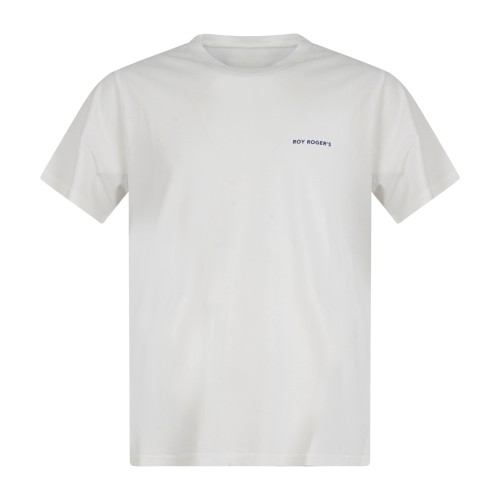 Roy Roger's - T-shirt bianca in jersey di cotone Pima manica corta con stampa