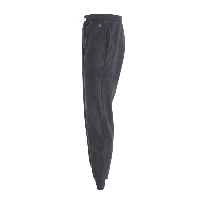 Polo Ralph Lauren - Pantaloni tuta nero in pile con coulisse e laccetti per