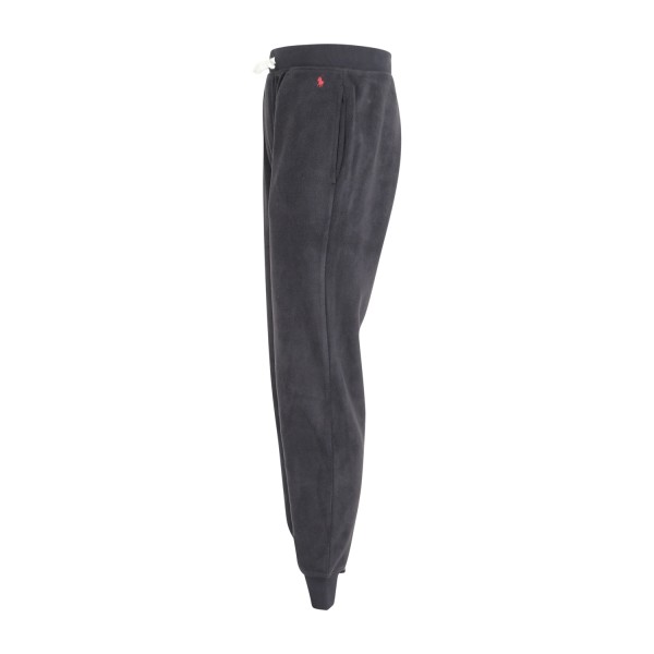 Polo Ralph Lauren - Pantaloni tuta nero in pile con coulisse e laccetti per
