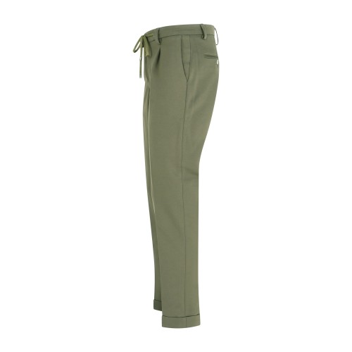 Barbati - Pantalone verde Gregory in jersey con pence e coulisse per uomo | 2