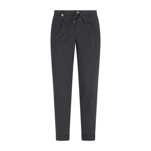 Barbati - Pantalone nero Gregory in jersey con pence e coulisse per uomo |