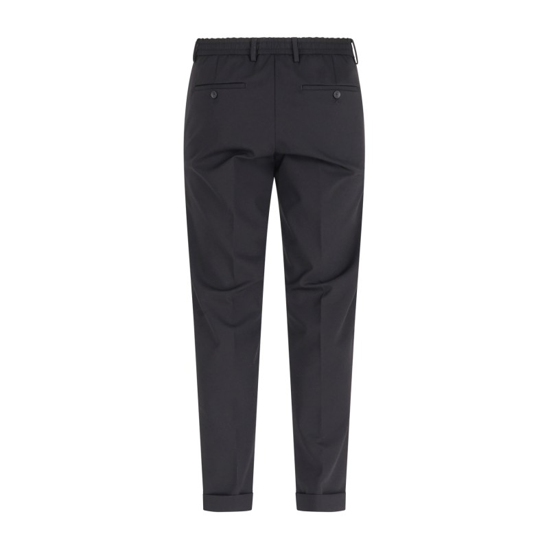Briglia 1949 - Pantalone nero con elastico in vita e coulisse in tessuto