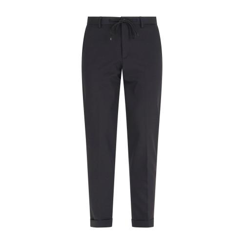 Briglia 1949 - Pantalone nero con elastico in vita e coulisse in tessuto