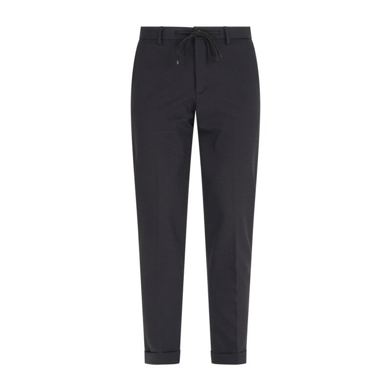 Briglia 1949 - Pantalone nero con elastico in vita e coulisse in tessuto
