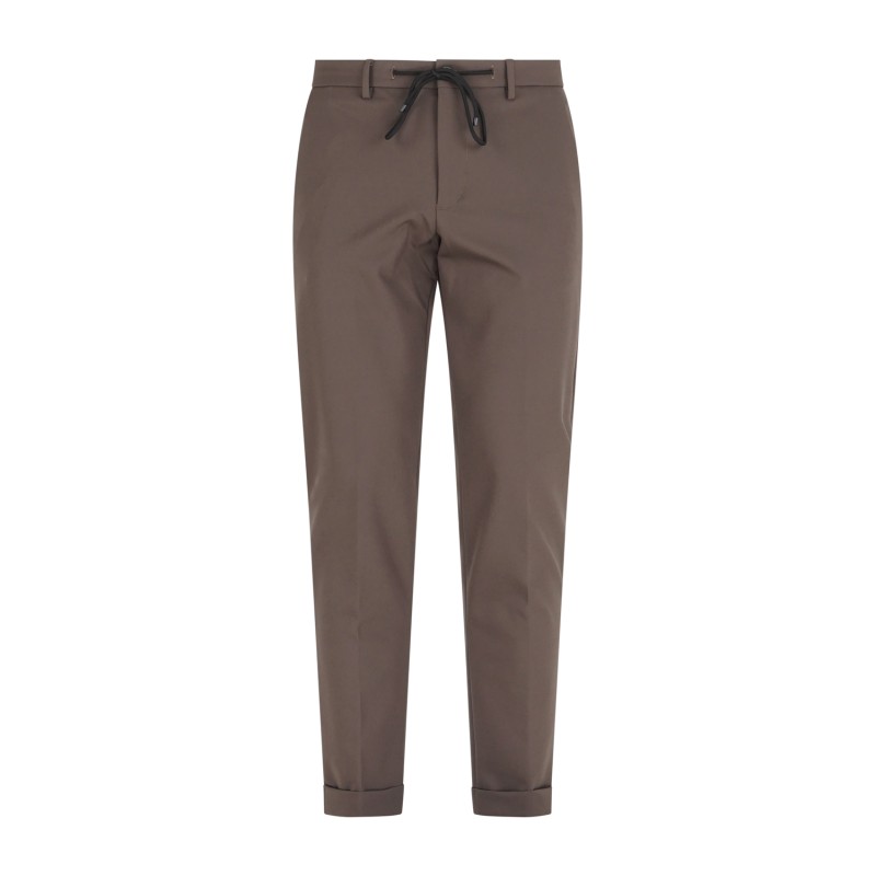 Briglia 1949 - Pantalone marrone con elastico in vita e coulisse in tessuto