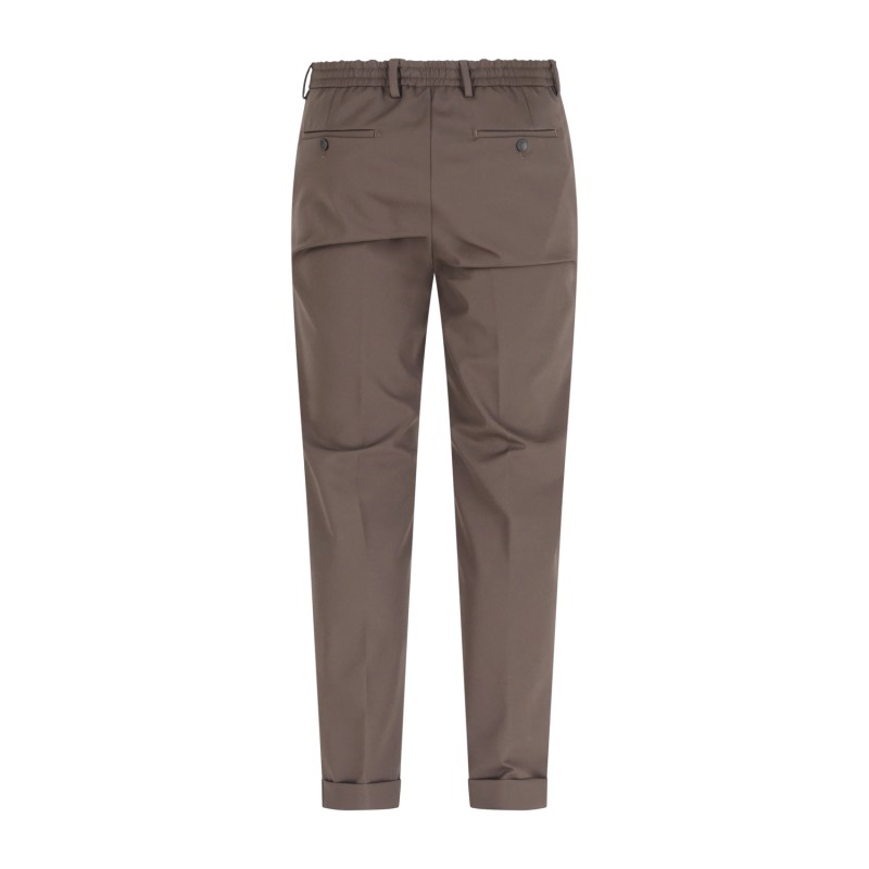 Briglia 1949 - Pantalone marrone con elastico in vita e coulisse in tessuto