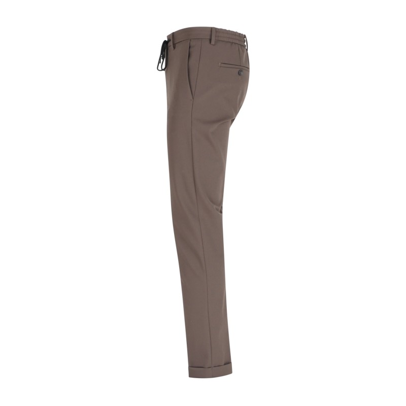 Briglia 1949 - Pantalone marrone con elastico in vita e coulisse in tessuto