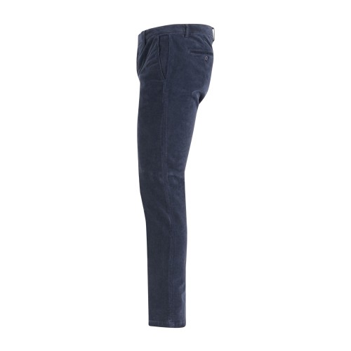 Luca Bertelli - Pantalone blu tasca a filo Gab in velluto slim fit per uomo | 2