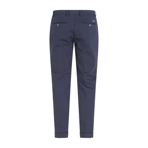 Barbati - Pantalone blu Gregory in jersey con pence e coulisse per uomo | Barbati - Pantalone blu Gregory in jersey con pence e coulisse per uomo |