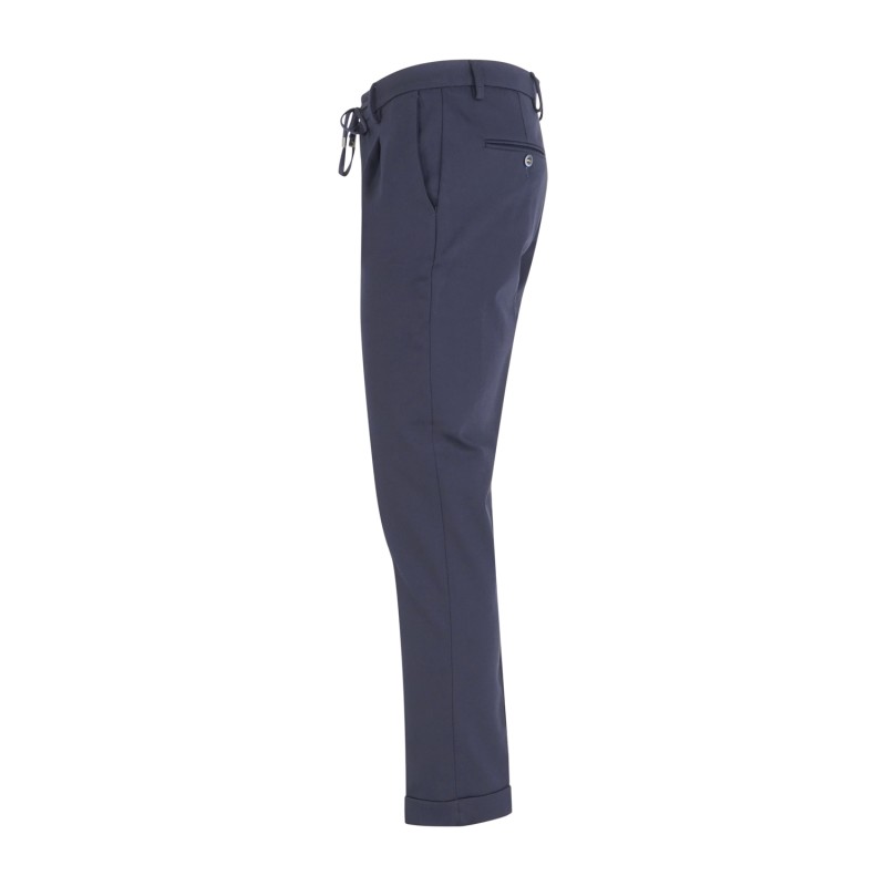 Barbati - Pantalone blu Gregory in jersey con pence e coulisse per uomo |