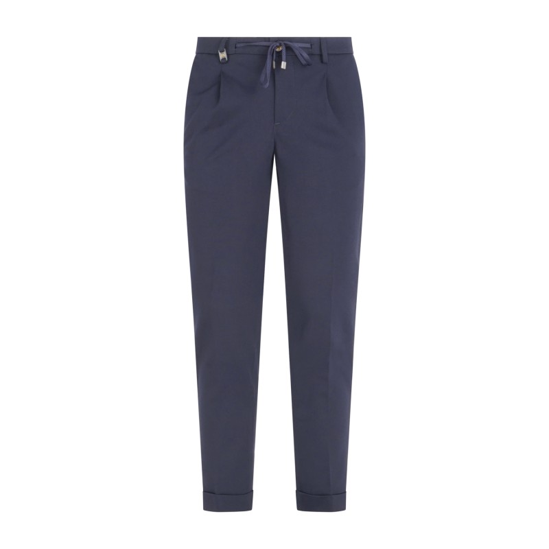 Barbati - Pantalone blu Gregory in jersey con pence e coulisse per uomo |