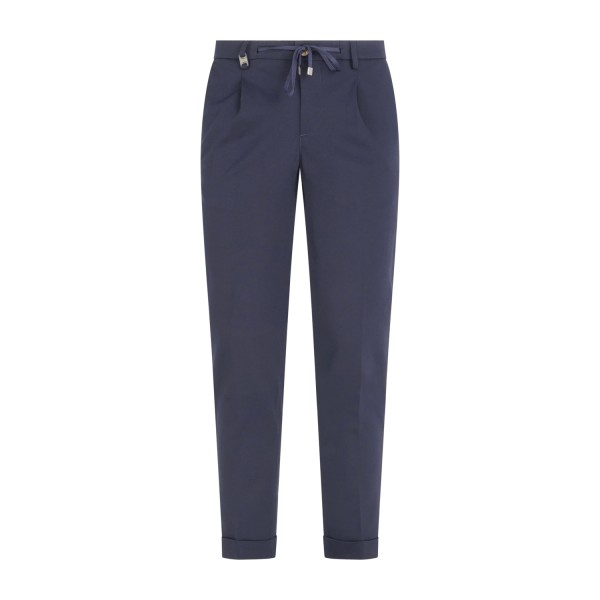 Barbati - Pantalone blu Gregory in jersey con pence e coulisse per uomo | Barbati - Pantalone blu Gregory in jersey con pence e coulisse per uomo |