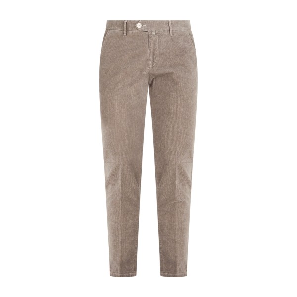 Luca Bertelli - Pantalone beige tasca a filo Gab in velluto slim fit per uomo |