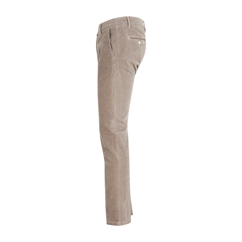 Luca Bertelli - Pantalone beige tasca a filo Gab in velluto slim fit per uomo |