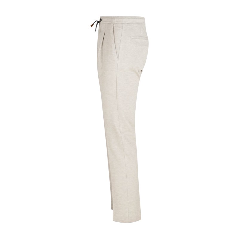 Luca Bertelli - Pantalone beige Ryan con elastico in vita e laccetti in jersey