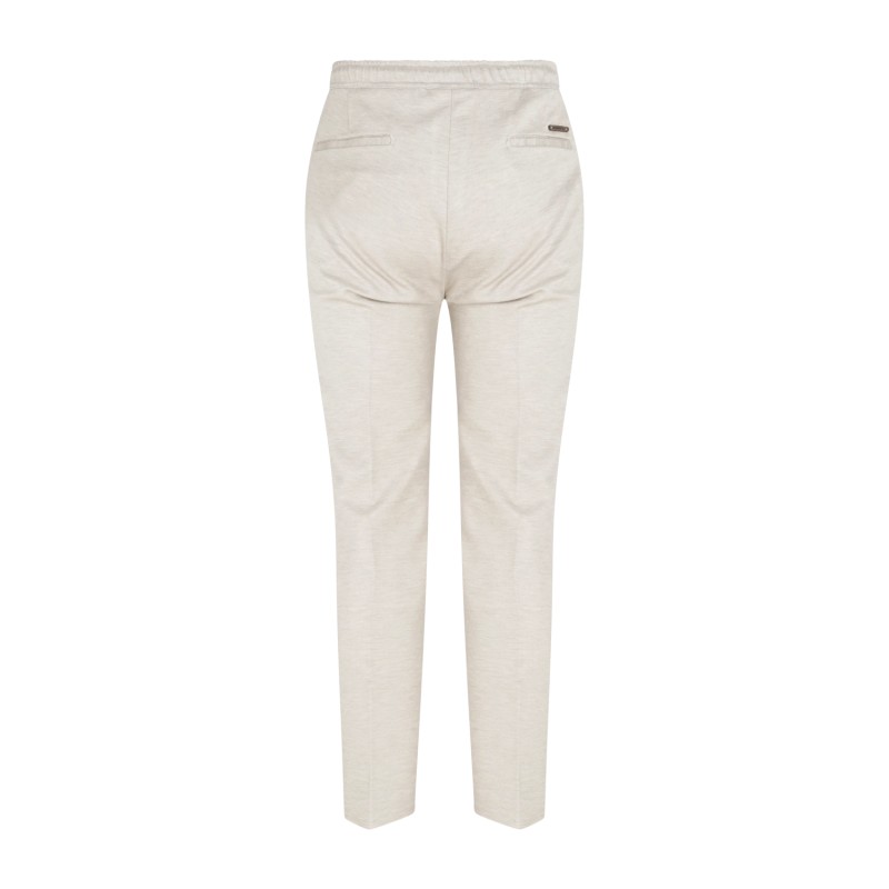 Luca Bertelli - Pantalone beige Ryan con elastico in vita e laccetti in jersey