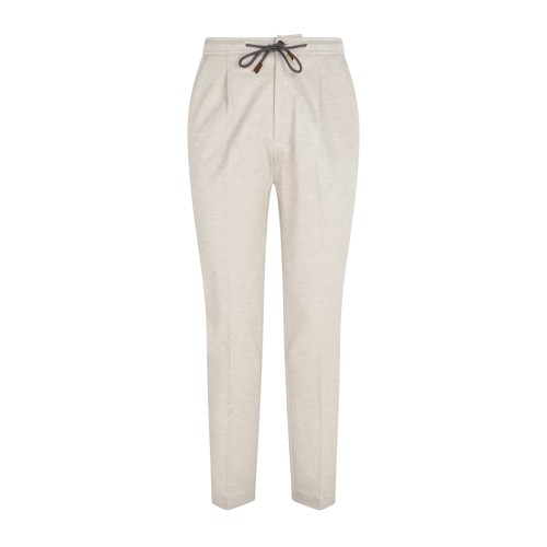 Luca Bertelli - Pantalone beige Ryan con elastico in vita e laccetti in jersey